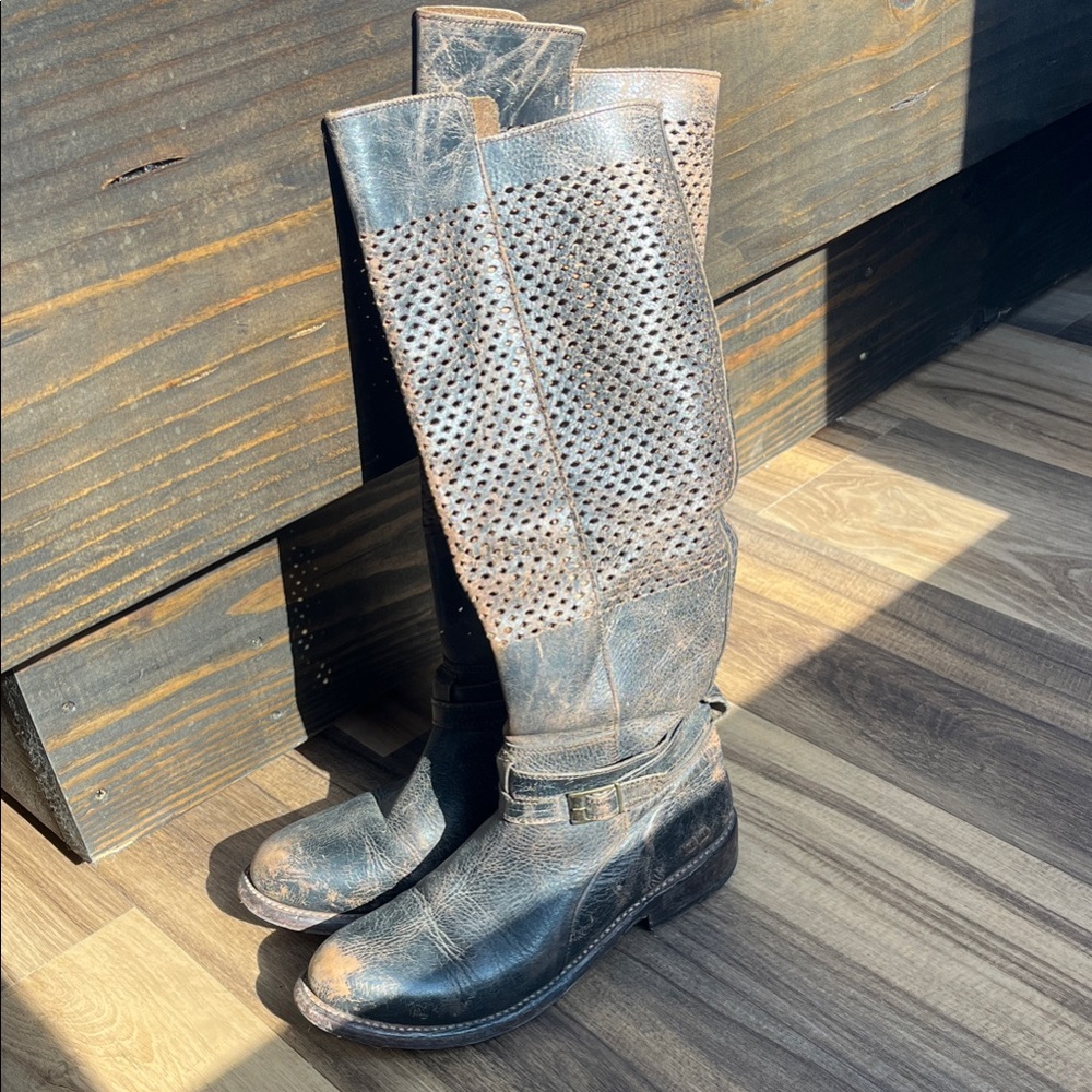 Bed Stu Biltmore Brown/black Lux Distressed Riding Boots size 9.5